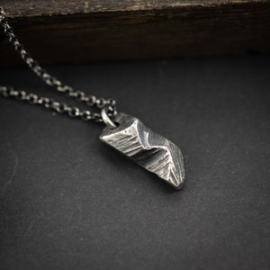 Rustic Mountain Silver Pendant necklace, Unique gifts for women or men, Handmade nature jewelry, Viking jewelry, Gift for him, Mens gift image 4