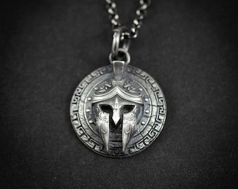 Custom Engravable Mens Spartan Necklace Pendant, History Enthusiast Mythology Lover Greek Jewelry, Spartan Necklace