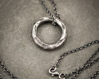 Mens circle silver pendant necklace, Rustic Silver necklace, Circle  Minimalist jewelry, Handmade Silver jewelry, Unique Gift for men