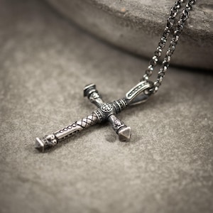 Cross 925 Steling silver pendant necklace, Christian cross handmade jewelry, religious jewelry, gift for him, mens necklace