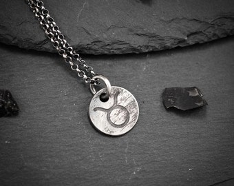Stier sterrenbeeld zilveren rustieke astrologie hanger ketting, horoscoop ketting, gepersonaliseerde sieraden, sterrenbeeld sieraden, stier cadeau