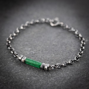 Oxidized Silver Green Aventurine gemstone beaded bracelet, Unique boyfriend gifts crystal bracelet,  silver bracelet, handmade jewelry
