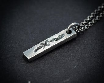 Collar colgante de barra de plata para hombre, regalo rústico único para hombre, joyería de plata hecha a mano, regalo para él, regalo para novio, regalo para esposo