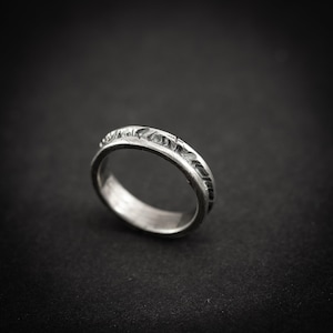 Handmade rustic silver ring for men, Sterling silver oxidized brutalist ring, textured silver ring, mens gift, mens wedding image 4