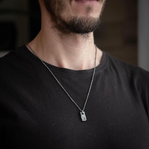 Mens Minimalist Silver necklace, Protection amulet, Unique Mens gift,  Handmade Silver jewelry, Gift for him, Boyfriend gift, Husbant gift