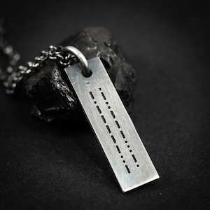 Collana in argento personalizzata con codice Morse, gioielli incisi, collana da uomo, regalo per lui, regalo per uomo, collana incisa
