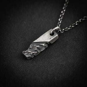 Silver mens necklace, Oxidized Handmade Rustic necklace Jewelry, Gift for him, Boyfriend gift, Husband gift, Gift for him,brutalist jewelry image 2