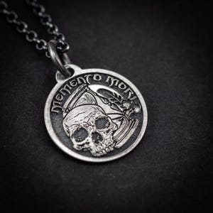 Memento Mori Silver Skull Necklace for Men – Symbolic Gothic Pendant, Reminder of Mortality, Unique Gift