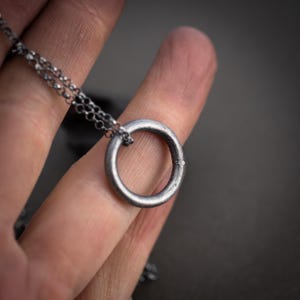 Circle Minimalist silver pendant necklace, Rustic Silver necklace, round jewelry, Handmade Silver jewelry, Unique Gift for men
