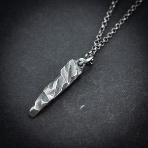 Silver Mens Pendant necklace, Brutalist Sterling Silver Oxidized Pendant, Mens gift, handmade rustic jewelry, boyfriend gift