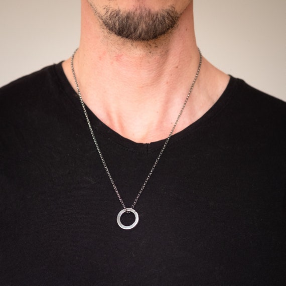 Man Symbol Necklace with Sparkling Circle Pendant in Sterling Silver |  Namefactory