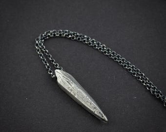 Mens rustic silver spike pendant necklace, Handmade Oxidized Rustic jewelry, boyfriend gift, husband gift