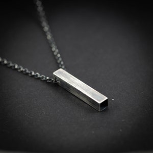 Collar de plata para hombre, colgante de barra geométrica, regalo de novio, joyería de plata hecha a mano para hombre, regalos únicos, joyería minimalista, regalo de marido imagen 2