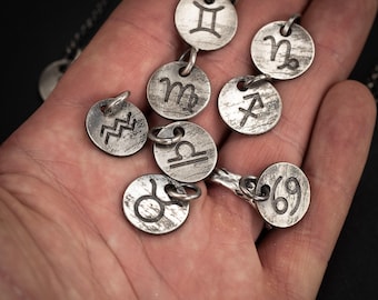 Unique Astrology Zodiac sign silver necklace, horoscope pendant necklace, personalized jewelry, handmade silver constellation