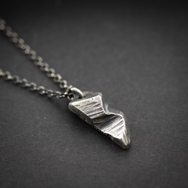 Rustic Mountain Silver Pendant necklace, Unique gifts for women or men, Handmade nature jewelry, Viking jewelry, Gift for him, Mens gift image 2