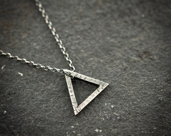 Triangle Minimalist mens necklace, Protection amulet, Handmade Silver Hippie jewelry, Unique Gift for women, Boyfriend gift, boyfriend gifts