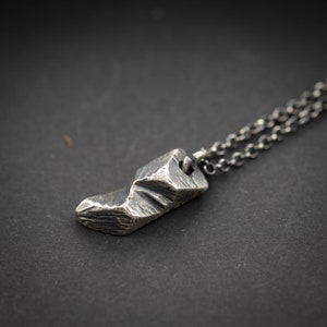 Rustic Mountain Silver Pendant necklace, Unique gifts for women or men, Handmade nature jewelry, Viking jewelry, Gift for him, Mens gift image 3