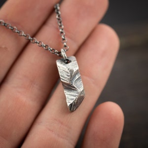 Rustic Mountain Silver Pendant necklace, Unique gifts for women or men, Handmade nature jewelry, Viking jewelry, Gift for him, Mens gift image 9