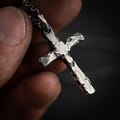 Silver Cross Mens Christian necklace, Strength pendant necklace, Christian gifts, Handmade jewelry, Boyfriend gift, Husband gift product logo