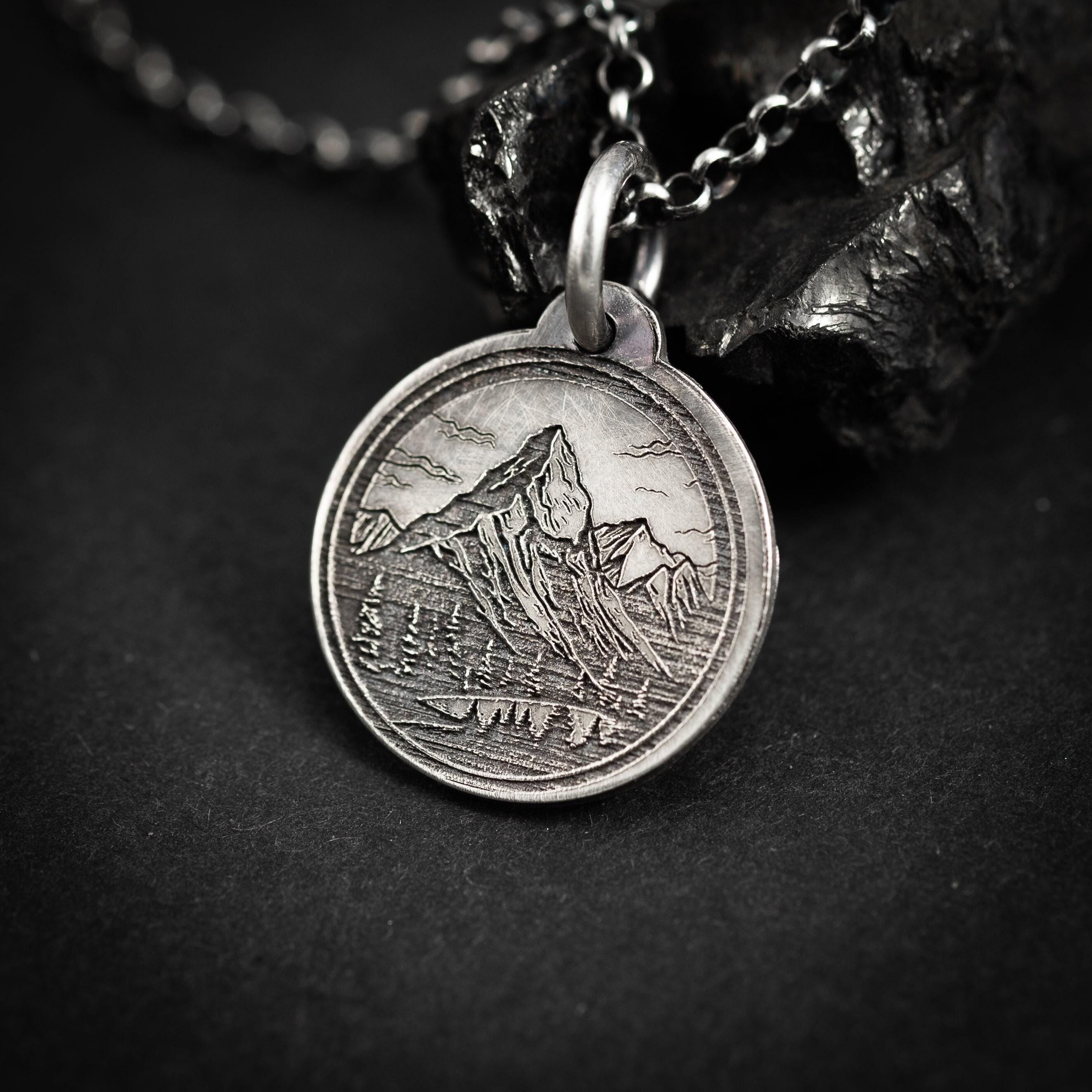 Ａｎｔｉｑｕｅｊｅｗｅｌｒｙ Ｈａｎｄ ｍａｄｅ Ｓｉｌｖｅｒ Ｎｅｃｋｌａｃｅ Mountain Nature Silver Necklace, Nature Inspired Outdoor Adventure