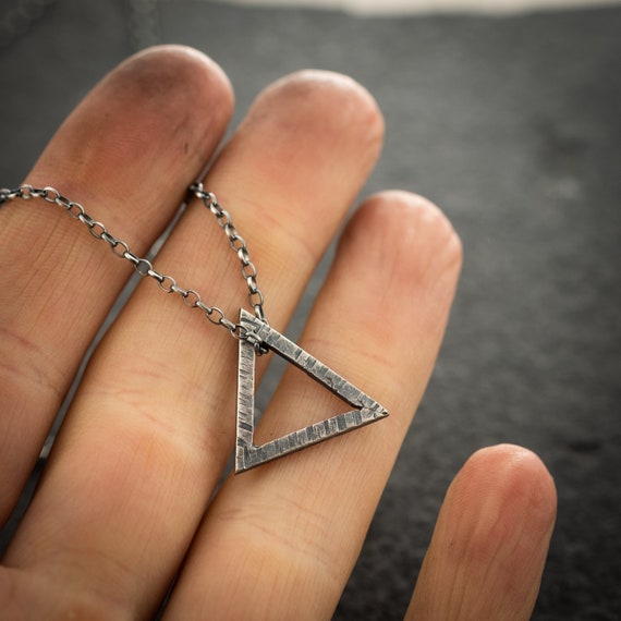 Buy Mens Necklace Triangle Pendant Handmade in Sterling Silver Online in  India - Etsy