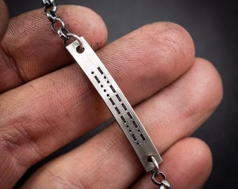 Custom Sterling Silver Morse Bracelet, Secret Message Personalized Secret Jewelry, Dainty Handmade Morse Jewelry
