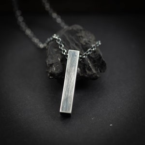 Collar de plata para hombre, colgante de barra geométrica, regalo de novio, joyería de plata hecha a mano para hombre, regalos únicos, joyería minimalista, regalo de marido imagen 1