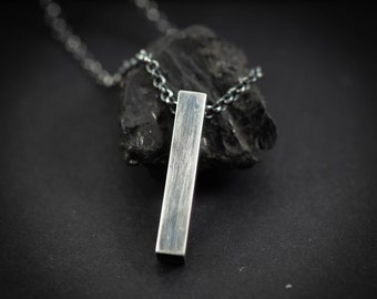 Collar de plata para hombre, colgante de barra geométrica, regalo de novio, joyería de plata hecha a mano para hombre, regalos únicos, joyería minimalista, regalo de marido