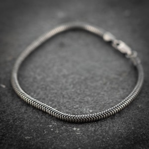 Zilveren slangenketting voor mannen, geoxideerde zilveren herensieraden, cadeau vriendje, handgemaakte sterlingzilveren sieraden, cadeau voor echtgenoot