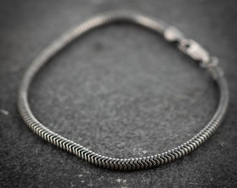 Silver Snake chain  bracelet for men, Oxidized silver mens jewelry, Boyfriend gift ,Handmade  sterling silver jewelry, gift for husband