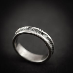 Handmade rustic silver ring for men, Sterling silver oxidized brutalist ring, textured silver ring, mens gift, mens wedding image 6