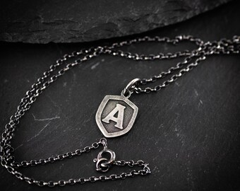 Men's silver initial necklace, Custom Letter gift For Men, Personalized Jewelry, Gift For Him
