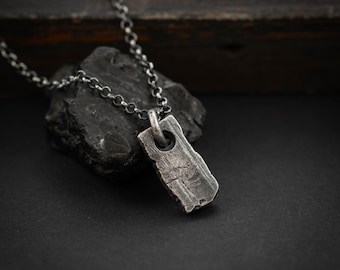 Rustic Mens Silver protection pendant necklace, Unique Mens gift,  Handmade Silver jewelry, Gift for him, Boyfriend gift, Husbant gift