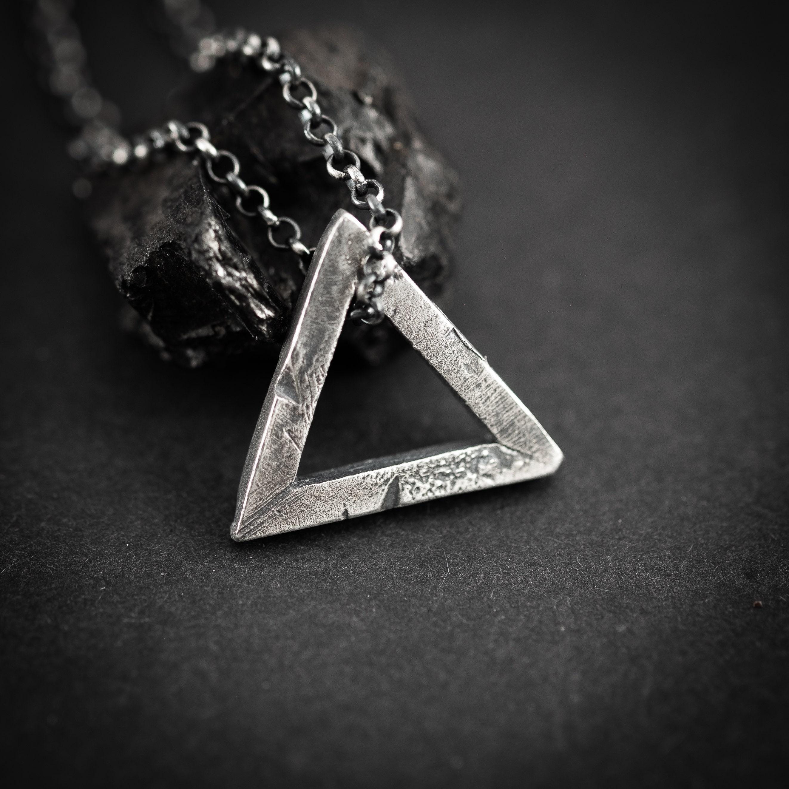Sterling Silver Triangle Necklace for Men, Men Silver Chain