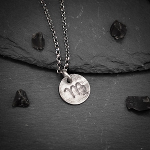 Virgo Zodiac sign silver rustic astrology pendant necklace, horoscope necklace, personalized jewelry, constellation jewelry, virgo gifts