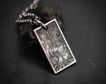 Collar de plata de ley con el árbol de la vida, joyería con el árbol de la vida, collares para hombre, regalos de Navidad, joyería hecha a mano para hombre.