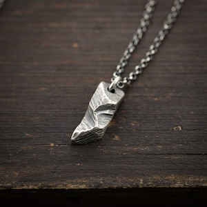 Rustic Mountain Silver Pendant necklace, Unique gifts for women or men, Handmade nature jewelry, Viking jewelry, Gift for him, Mens gift image 8