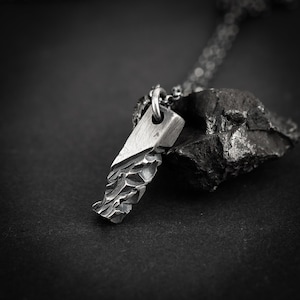 Silver mens necklace, Oxidized Handmade Rustic necklace Jewelry, Gift for him, Boyfriend gift, Husband gift, Gift for him,brutalist jewelry image 1