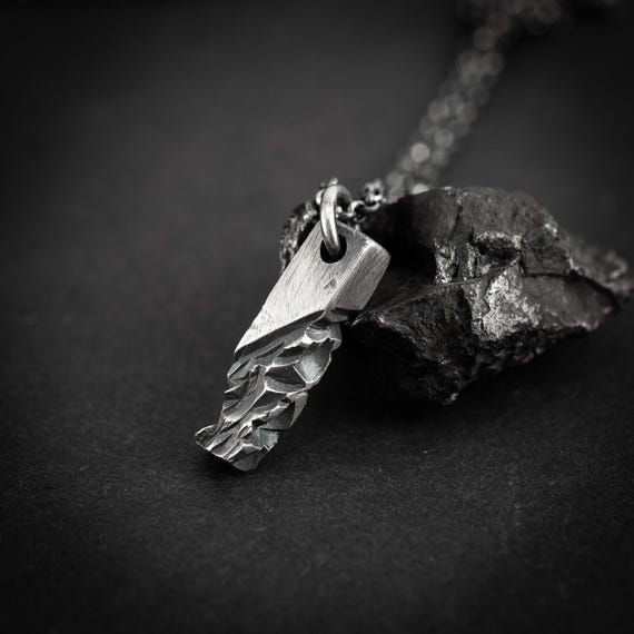 Silver mens necklace, Oxidized Handmade Rustic necklace Jewelry,  Gift for him, Boyfriend gift, Husband gift, Gift for him,brutalist jewelry