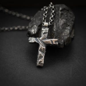 Sterling Silver 925 Men&#39;s Cross Necklace – Christian Faith Pendant, Religious Jewelry Gift for Him