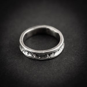 Handmade rustic silver ring for men, Sterling silver oxidized brutalist ring, textured silver ring, mens gift, mens wedding image 5