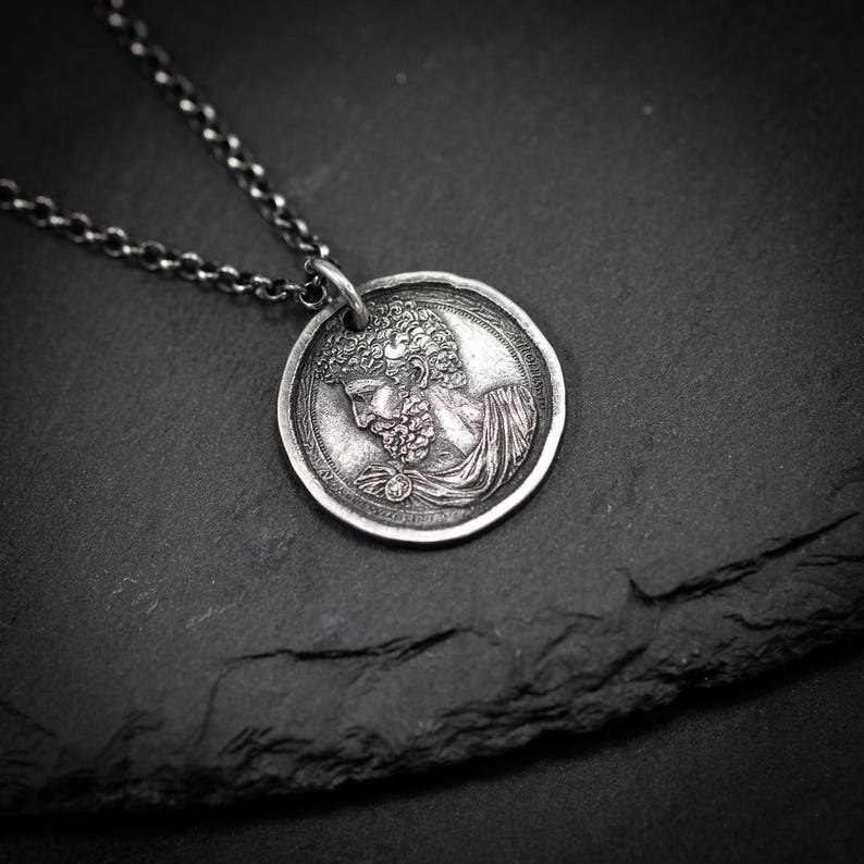 Marcus Aurelius Silver Pendant Necklace, Personalized Roman Emperor Jewelry, Unique Christmas Gift for Men image 5
