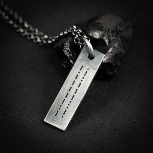 Collana in argento personalizzata con codice Morse, gioielli incisi, collana da uomo, regalo per lui, regalo per uomo, regali di Natale unici