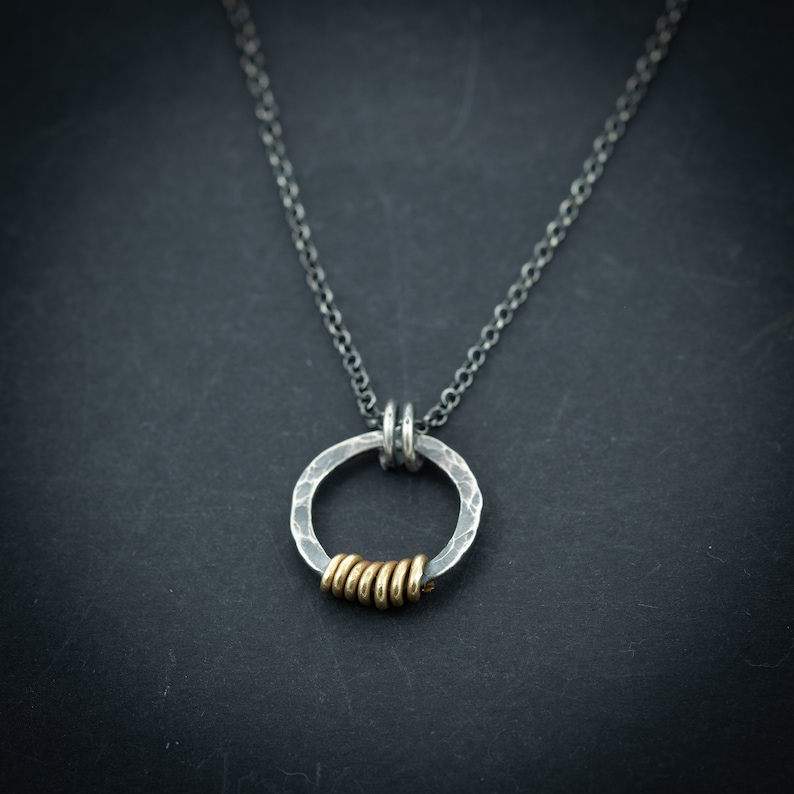 Circle Silver Minimalist Boho Mens Necklace Protection Etsy