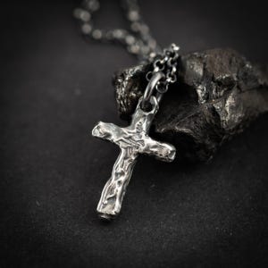 Zilveren kruis christelijke herenketting, sterkte hanger ketting, christelijke geschenken, handgemaakte sieraden, cadeau vriend, cadeau echtgenoot