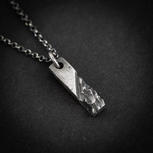 Silver mens necklace, Oxidized Handmade Rustic necklace Jewelry, Gift for him, Boyfriend gift, Husband gift, Gift for him,brutalist jewelry image 4