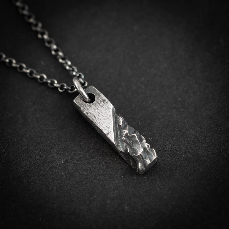 Silver mens necklace, Oxidized Handmade Rustic necklace Jewelry, Gift for him, Boyfriend gift, Husband gift, Gift for him,brutalist jewelry image 4