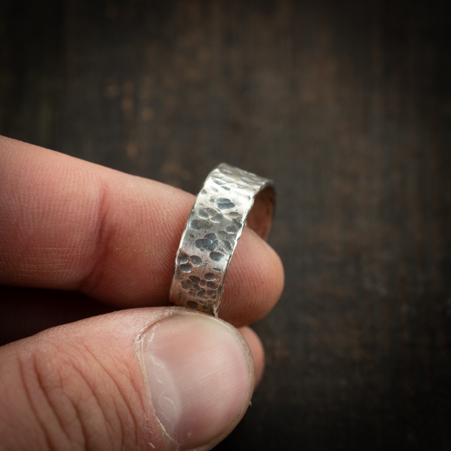 Unique mens hammered silver Ring gift for him Viking jewelry Etsy