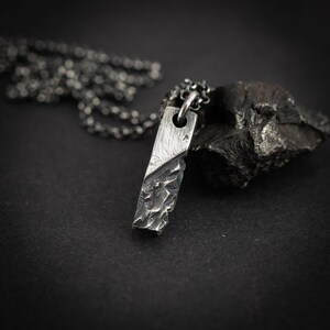 Silver mens necklace, Oxidized Handmade Rustic necklace Jewelry, Gift for him, Boyfriend gift, Husband gift, Gift for him,brutalist jewelry image 5