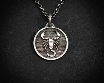 Schorpioen dierenriem zilveren hanger ketting, handgemaakte schorpioen astrologie sieraden, cadeau voor hem, cadeau voor vrouwen, horoscoop ketting